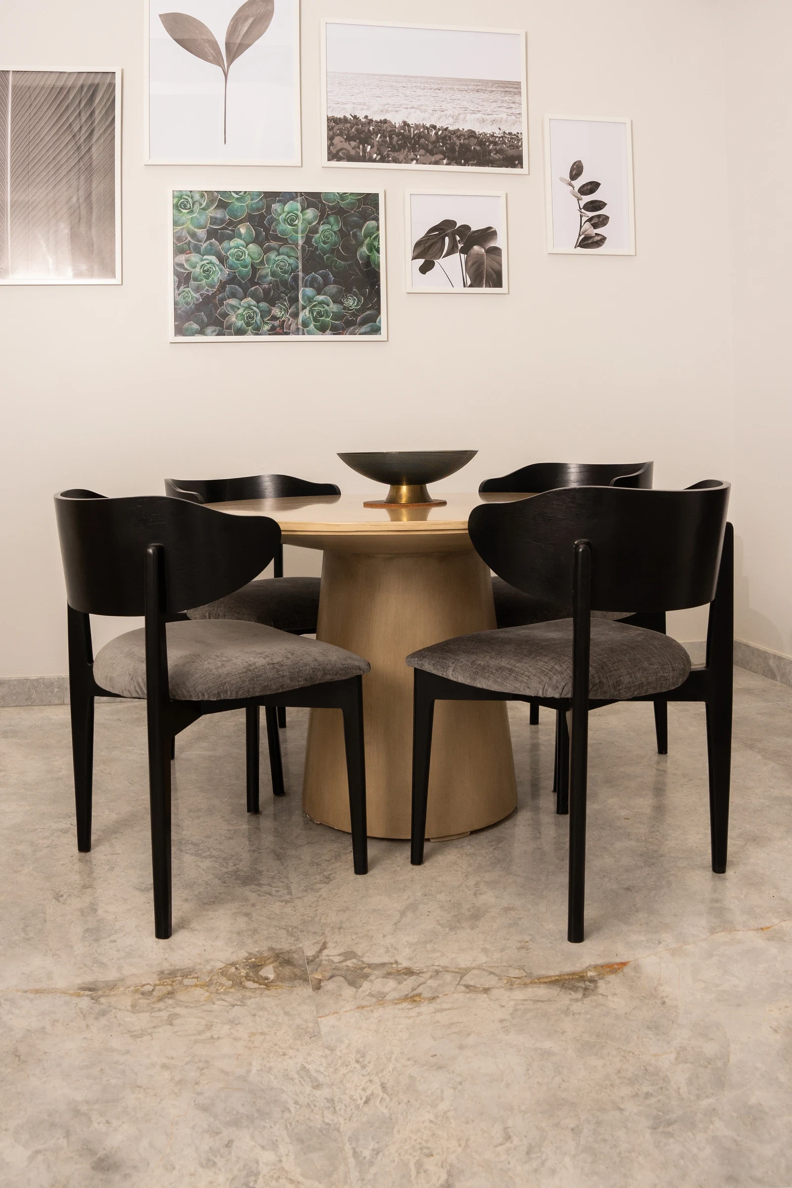 Dining furniture photographed as a complete set.